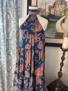 NWT RAGA ISHANI SLEEVELESS/ HALTER MAXI DRESS XS